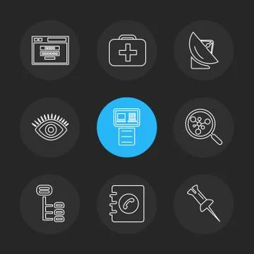 Seo , internet , user interface  , website  , money , code , eps icons set ve Stock Illustration