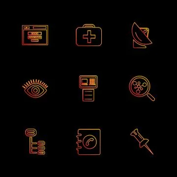 Seo , internet , user interface  , website  , money , code , eps icons set ve Stock Illustration