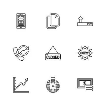Seo , internet , user interface  , website  , money , code , eps icons set ve Stock Illustration