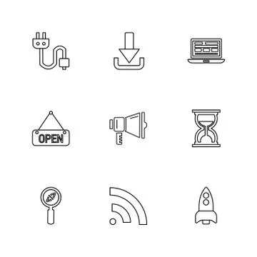 Seo , internet , user interface  , website  , money , code , eps icons set ve Stock Illustration