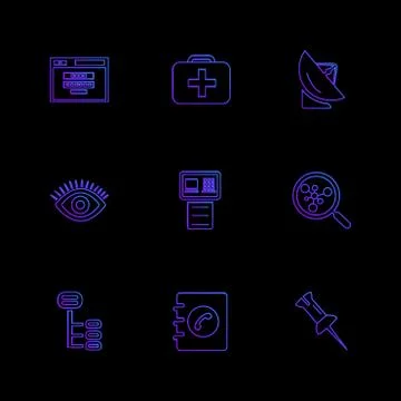 Seo , internet , user interface  , website  , money , code , eps icons set ve Stock Illustration