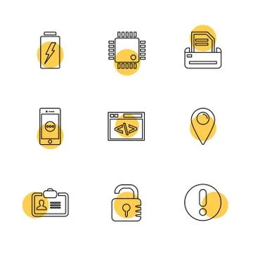 Seo , internet , user interface  , website  , money , code , eps icons set ve Stockillustratie