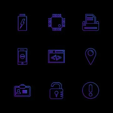 Seo , internet , user interface  , website  , money , code , eps icons set ve Stock Illustration