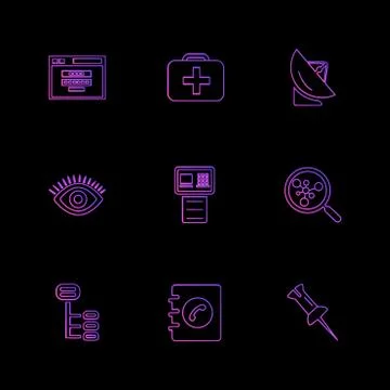 Seo , internet , user interface  , website  , money , code , eps icons set ve Stock Illustration