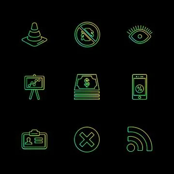 Seo , internet , user interface  , website  , money , code , eps icons set ve Stock Illustration