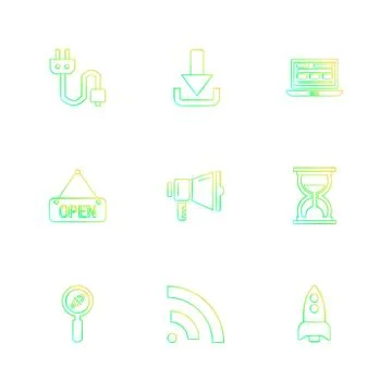 Seo , internet , user interface  , website  , money , code , eps icons set ve Stock Illustration
