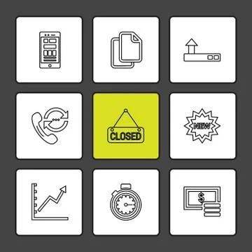 Seo , internet , user interface  , website  , money , code , eps icons set ve Stock Illustration