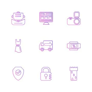 Seo , internet , user interface  , website  , money , code , eps icons set ve Stockillustratie