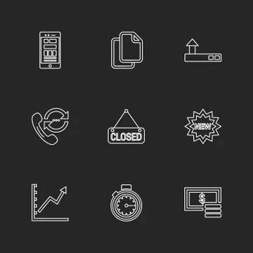 Seo , internet , user interface  , website  , money , code , eps icons set ve Stock Illustration
