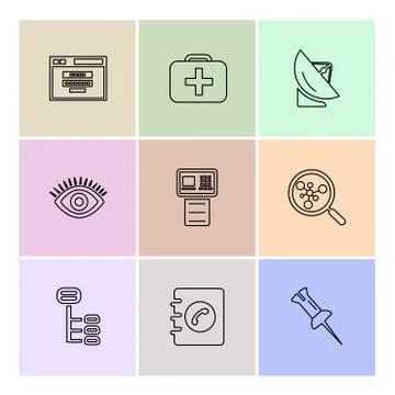Seo , internet , user interface  , website  , money , code , eps icons set ve Stock Illustration