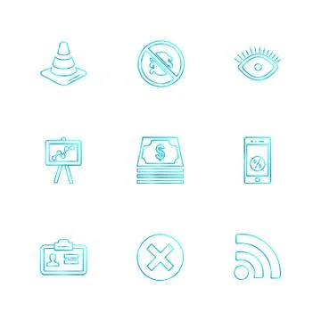 Seo , internet , user interface  , website  , money , code , eps icons set ve Stock Illustration