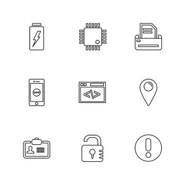 Seo , internet , user interface  , website  , money , code , eps icons set ve Stockillustratie