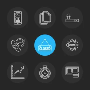 Seo , internet , user interface  , website  , money , code , eps icons set ve Stockillustratie