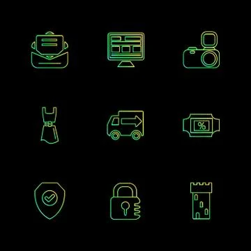 Seo , internet , user interface  , website  , money , code , eps icons set ve Illustrazione stock