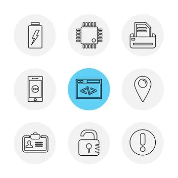 Seo , internet , user interface  , website  , money , code , eps icons set ve Illustrazione stock