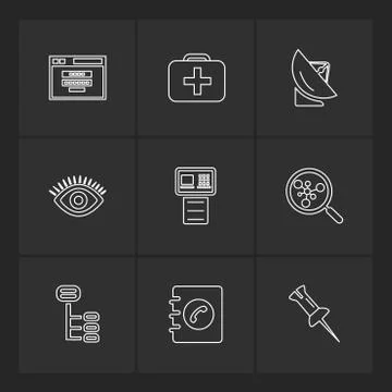 Seo , internet , user interface  , website  , money , code , eps icons set ve Stockillustratie