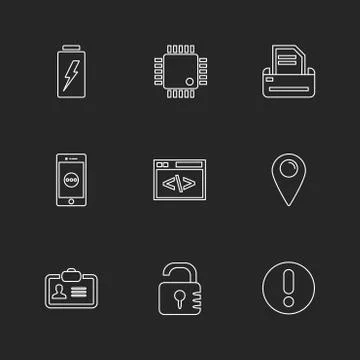 Seo , internet , user interface  , website  , money , code , eps icons set ve Stockillustratie