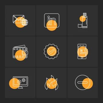 Seo , internet , user interface  , website  , money , code , eps icons set ve Stock Illustration