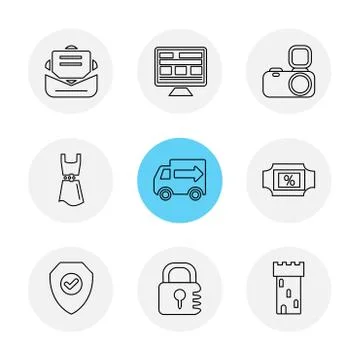 Seo , internet , user interface  , website  , money , code , eps icons set ve Stockillustratie