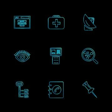 Seo , internet , user interface  , website  , money , code , eps icons set ve Stock Illustration