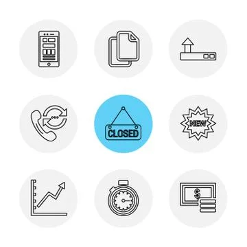Seo , internet , user interface  , website  , money , code , eps icons set ve Stock Illustration