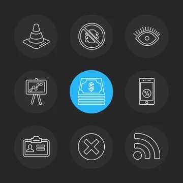 Seo , internet , user interface  , website  , money , code , eps icons set ve Stockillustratie