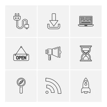 Seo , internet , user interface  , website  , money , code , eps icons set ve Illustrazione stock