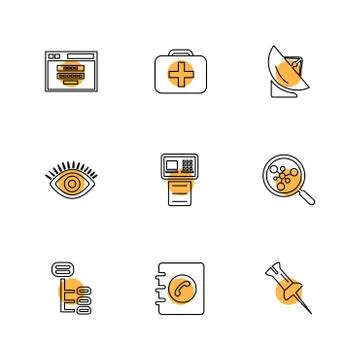 Seo , internet , user interface  , website  , money , code , eps icons set ve Stock Illustration