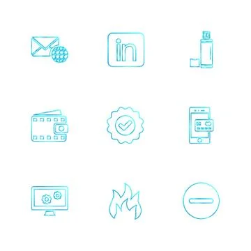 Seo , internet , user interface  , website  , money , code , eps icons set ve Stock Illustration
