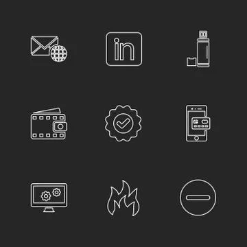 Seo , internet , user interface  , website  , money , code , eps icons set ve Stock Illustration