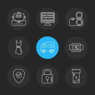 Seo , internet , user interface  , website  , money , code , eps icons set ve Stock Illustration