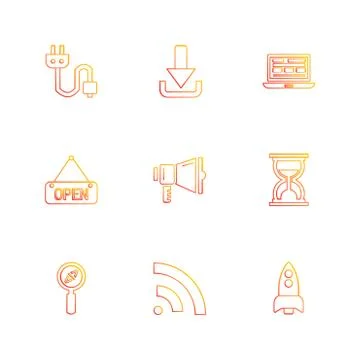 Seo , internet , user interface  , website  , money , code , eps icons set ve Stock Illustration