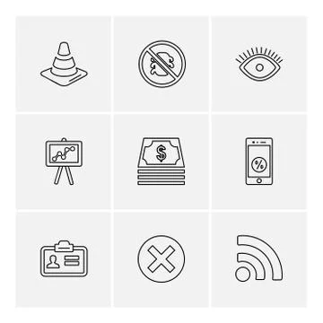 Seo , internet , user interface  , website  , money , code , eps icons set ve Stock Illustration