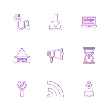 Seo , internet , user interface  , website  , money , code , eps icons set ve Stock Illustration