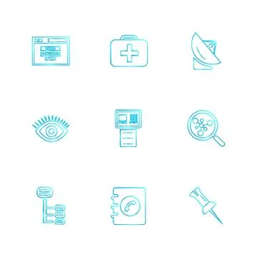 Seo , internet , user interface  , website  , money , code , eps icons set ve Illustration
