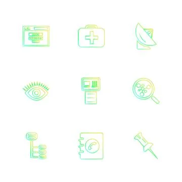 Seo , internet , user interface  , website  , money , code , eps icons set ve Stock Illustration