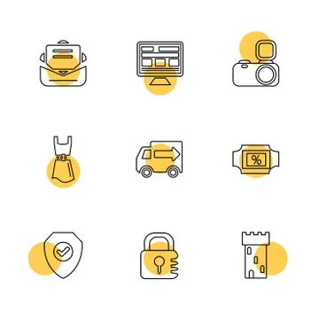 Seo , internet , user interface  , website  , money , code , eps icons set ve Stock Illustration