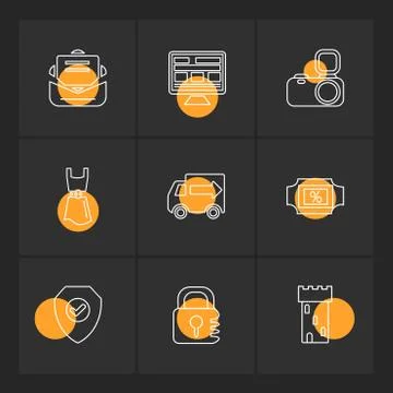 Seo , internet , user interface  , website  , money , code , eps icons set ve Stock Illustration