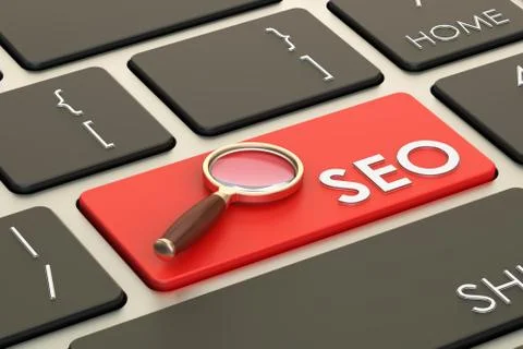 SEO keyboard button, 3D rendering Stock Illustration