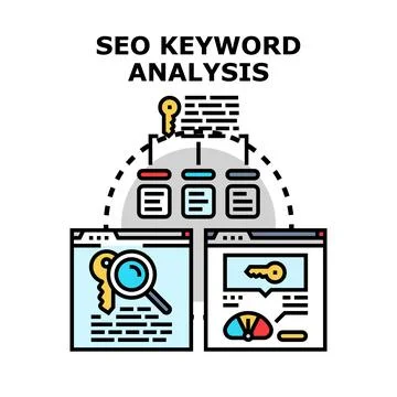 Seo keyword analysis and optimization for digital marketing 库存插图