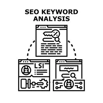 Seo keyword analysis concept optimizing website content Stock Illustration