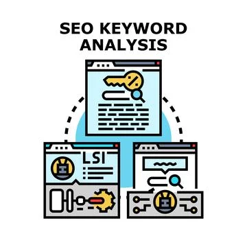Seo keyword analysis concept optimizing website content Stock Illustration