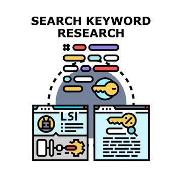 Seo keyword research and optimization strategy concept Stock Illustration