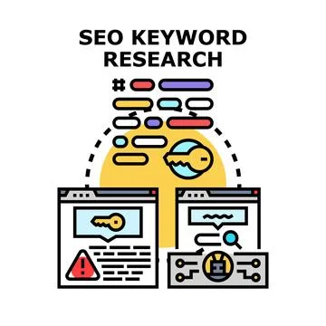 Seo keyword research optimizing digital marketing strategy Stock Illustration