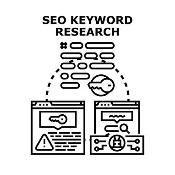 Seo keyword research optimizing digital marketing strategy Stock Illustration