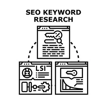 Seo keyword research optimizing website content online performance Stock Illustration