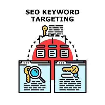 Seo keyword targeting and digital marketing strategy Stock Illustration