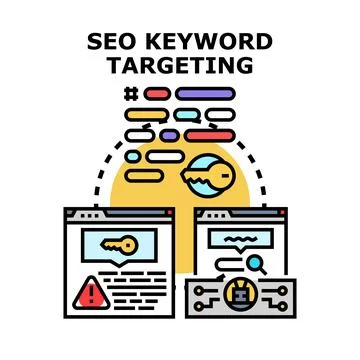 Seo keyword targeting and digital content optimization Stock Illustration