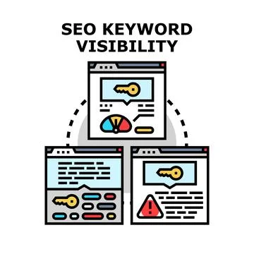 Seo keyword visibility analyzing search engine optimization concept Stock Illustration