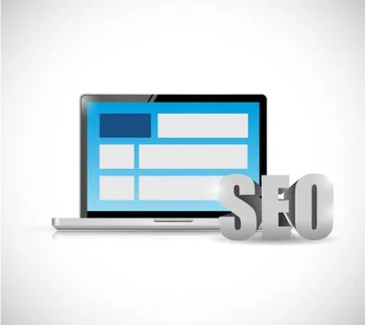 Seo laptop computer web. internet concept Illustrazione stock